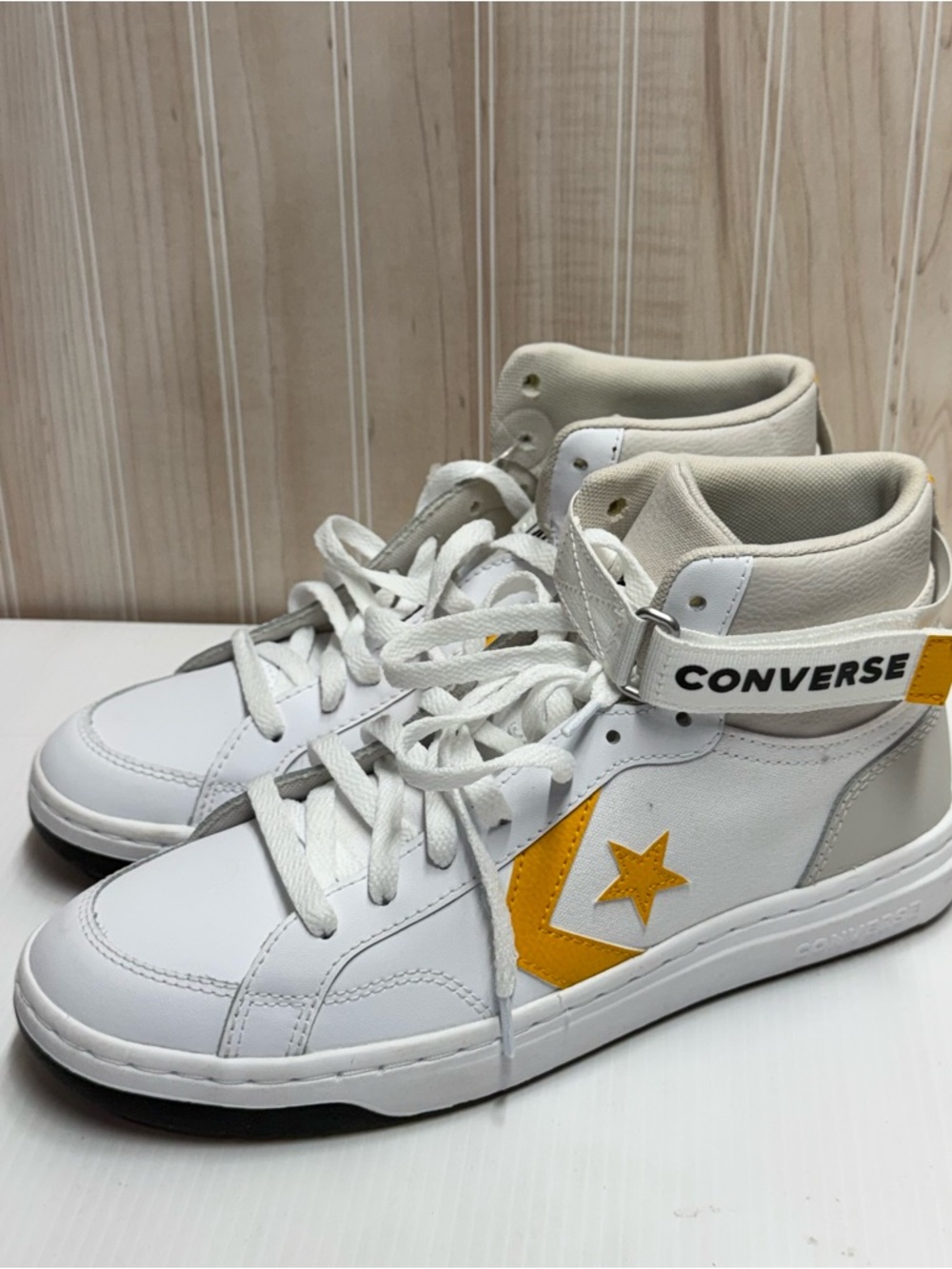 Converse White & Yellow High-Top Sneakers with Star Accent